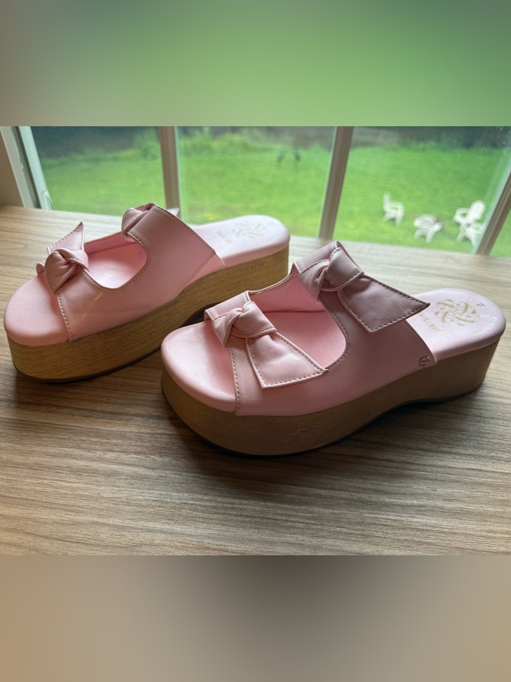 Pink Bow Platform Slide Sandals